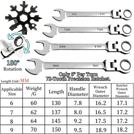Ratcheting Wrench Set Metric Hand Tools For Car Repair