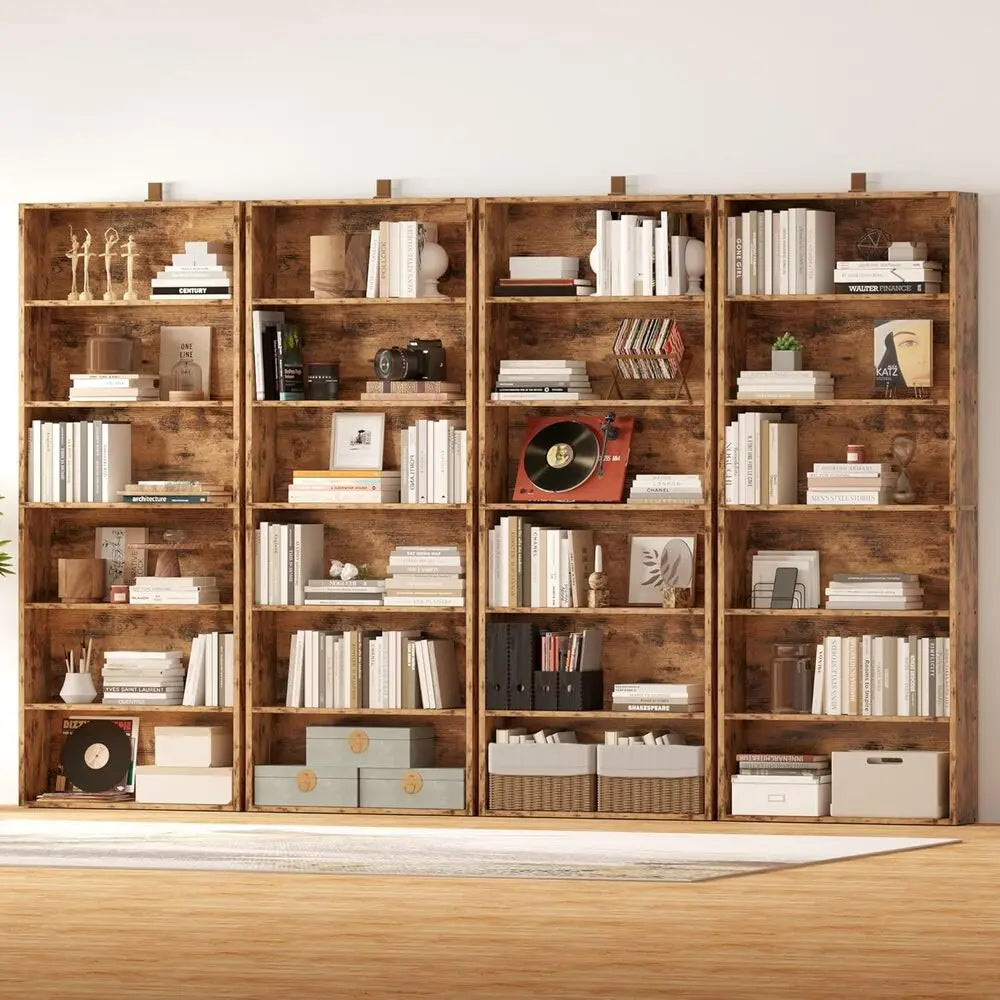 IRONCK 6-Tier Bookcase Set of 2, 70" Height Floor Standing Display Storage Shelves for Home, Office, Living Room, Bedroom