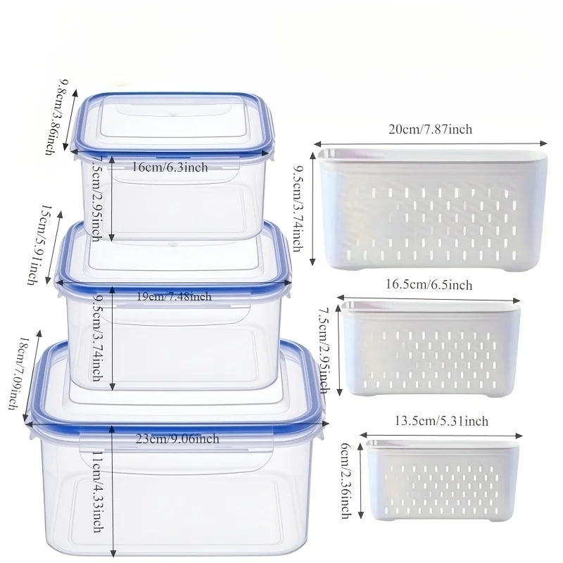6pcs/set Large Capacity Fruit Storage Containers for Fridge with Removable Colander,Keep Berry Fruit Fresh Longer