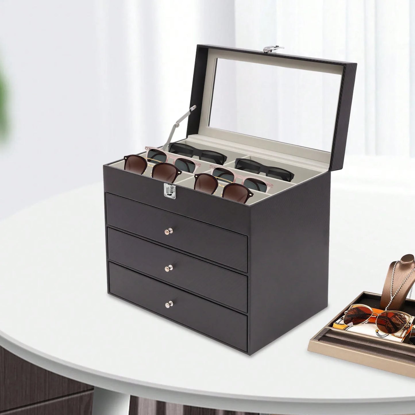 Sunglasses Organizer And Jewelry Box With Watch Display