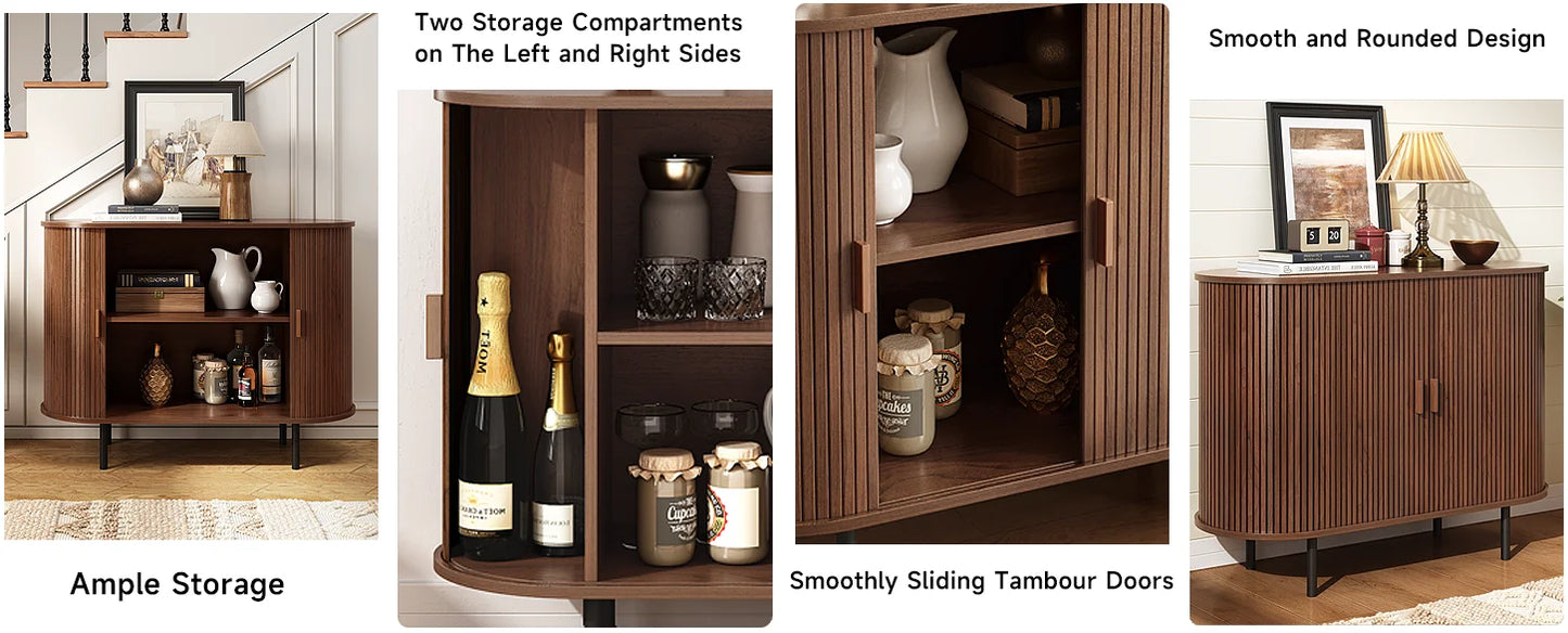 40" Modern Sideboard Buffet Cabinet with Storage - Sliding Door & Adjustable Shelves, Coffee Bar Console for Kitchen/Entryway