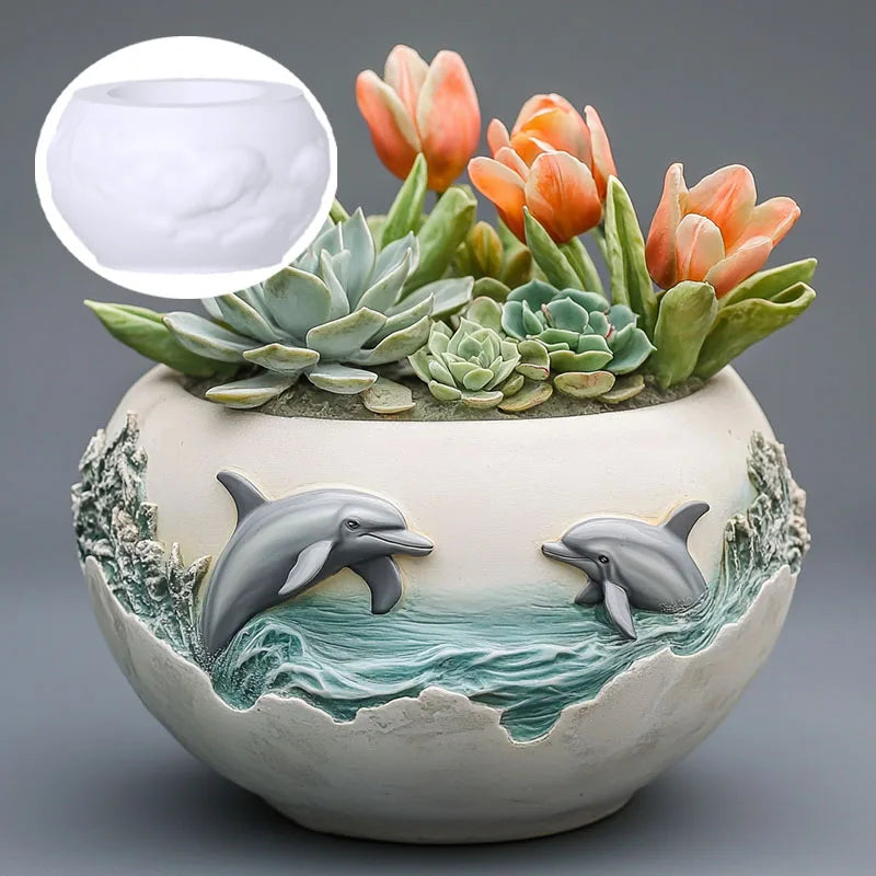 Witch Magic House Relief Pumpkin Succulent Plant Flower Pot Resin Mold  House Relief Storage Box Castle Candle Cup Gypsum Molds
