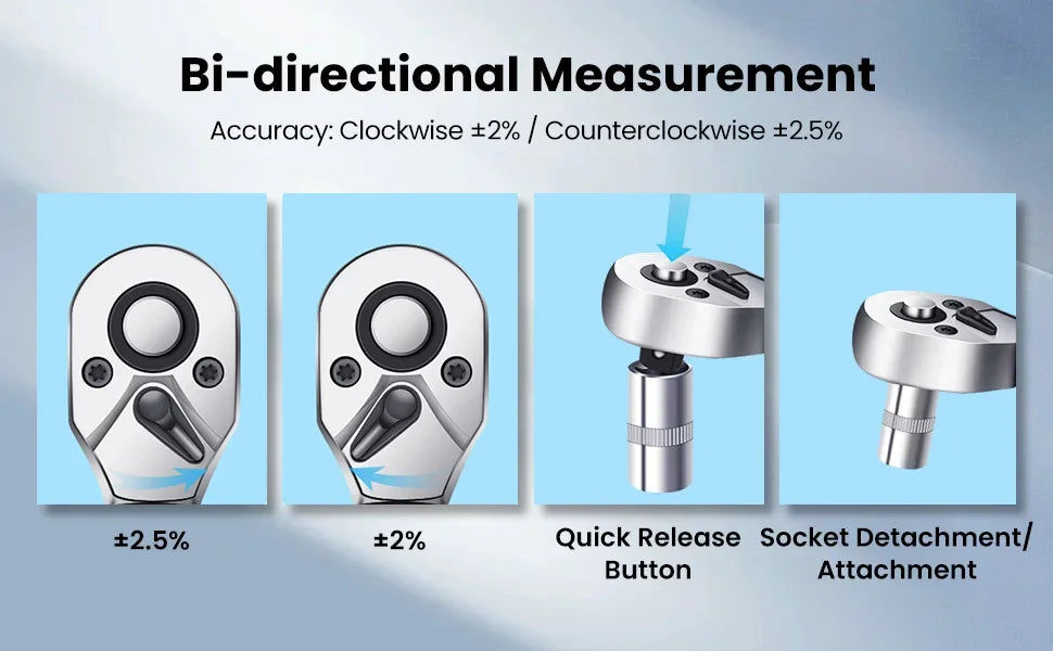 1/4" 3/8" 1/2" MINI Digital Torque Wrench Torque Spanner Hand Tools Bicycle Car Repair Tool Portable Wrench Bidirectional