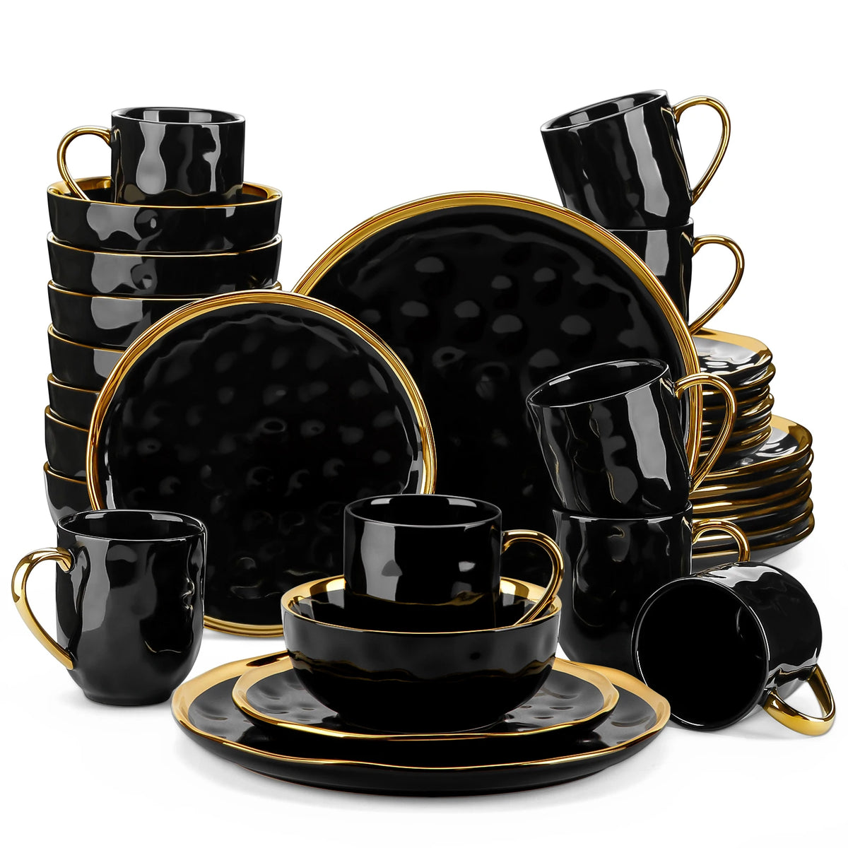 Premium Ceramic Dinnerware Set With Contemporary Decorative Rim Design