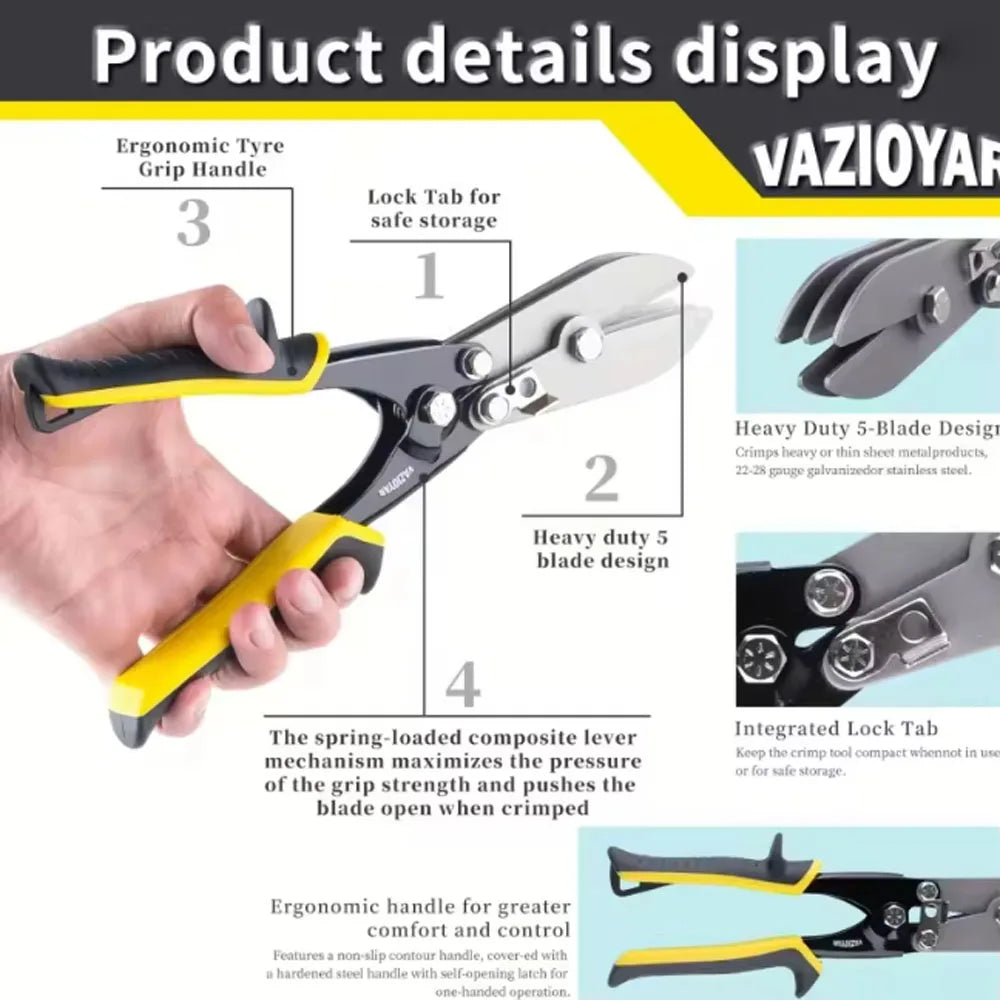 5 Blade Sheet Metal Crimper Hand Crimper For Ductwork Downspout Stove Pipe Duty Sheet Metal Multi Blade Crimping Tool