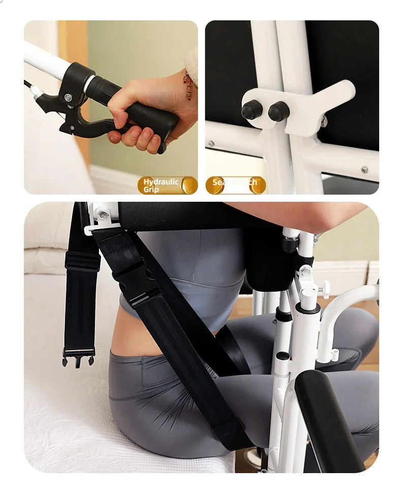 Patient Lift Chair, Metal Adjustable Height Transport Wheelchair, Elderly Transfer Lift, Home Nursing Toilet Transfer Chair