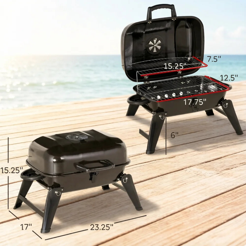 Outdoor Folding Barbecue Charcoal Grill Portable Table Grill Camping Grill with Lid Portable BBQ Grill for Camping Garden Picnic Party BBQ Tool