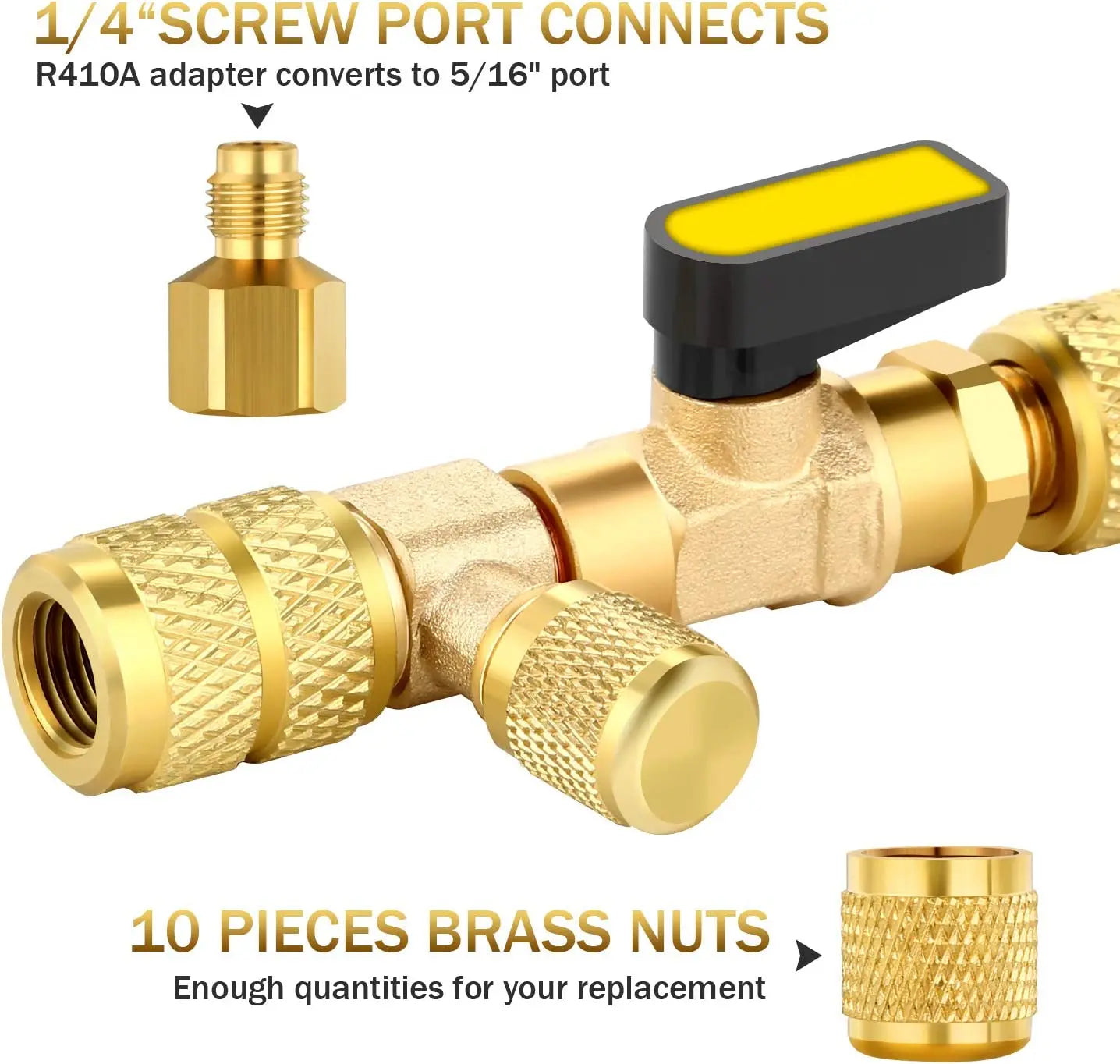 Dual Size 1/4" & 5/16" Port Valve Core Remover Installer Kit Tool with 10PCS 5v1 Valve Cores and Double Head for Refrigerant