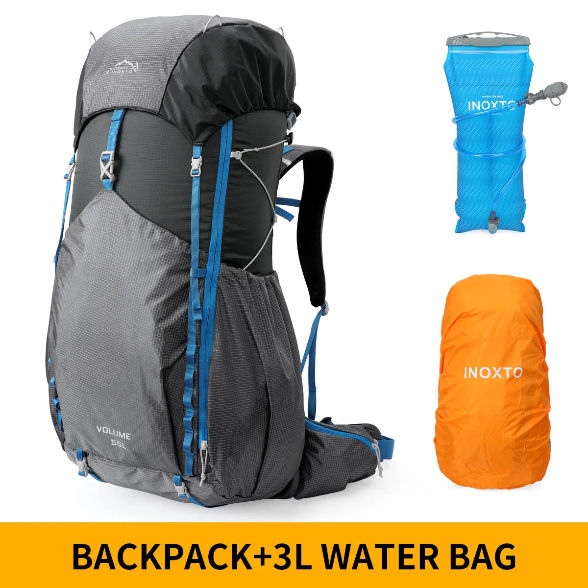 55L Internal Frame Waterproof Hiking Camping Backpack with Rain Cover, Large Lightweight Travel Daypack Rucksack for Climbing