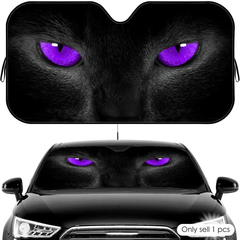 Black Cat Eye Sun Visor Car Windshield Sun Shade UV Protection Heat Insulation Cover Universal  Sun Protector