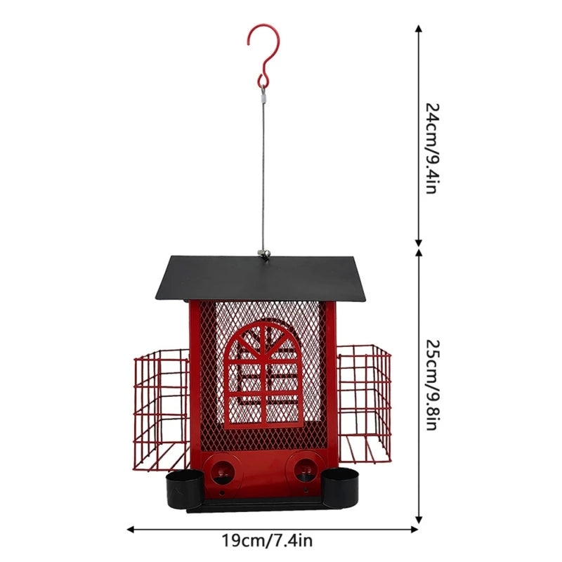 Washable Metal Hanging Bird Feeder Bird Feeder Multi-functional Squirrel Proof House-shaped Bird Feeder Garden Decorations