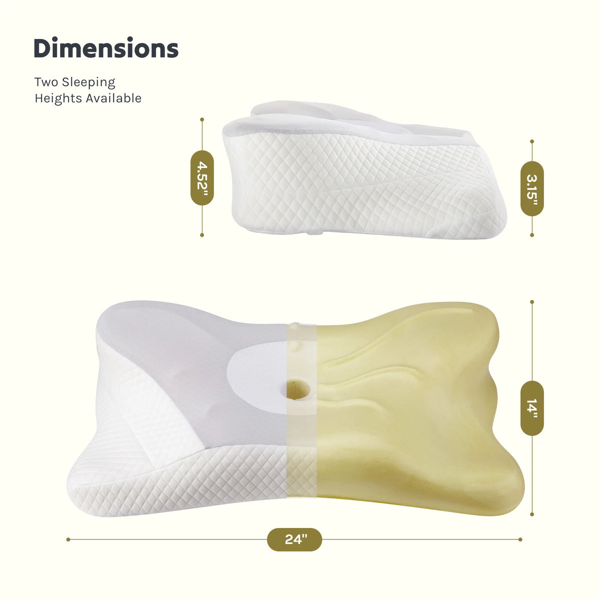 MCQ Ergonomic Cooling Memory Foam Neck Pillow Washable Cover