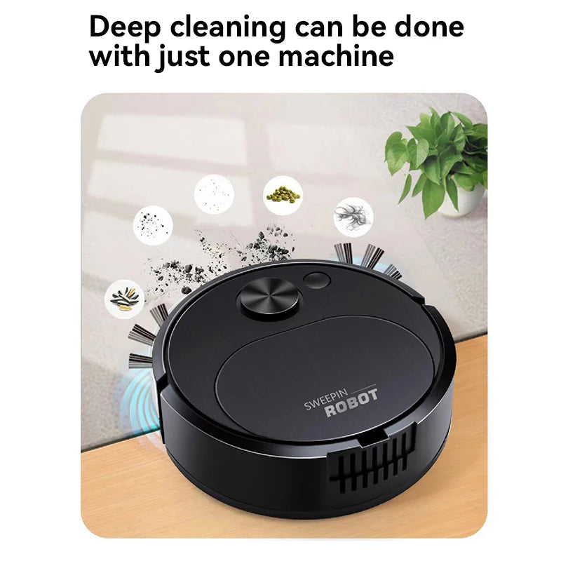 Automatic Electric Floor Vacuum Cleaner 3-in-1 1500Pa Sweeping Mop USB Rechargeable Wireless for Home And Office Use
