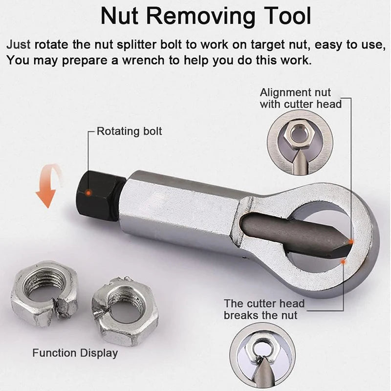 Rusty Nut Separation Wrench Damaged Screw Nut Splitter Remover Spanner Remove Cutter Tool Steel Wrench Hex Extractor Tools