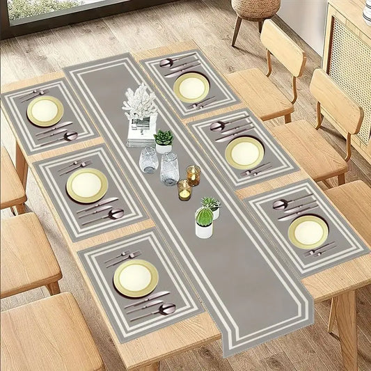 Light Luxury Geometric Table Runner Placemats Set Waterproof