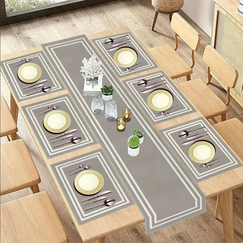 Light Luxury Geometric Table Runner Placemats Set Waterproof