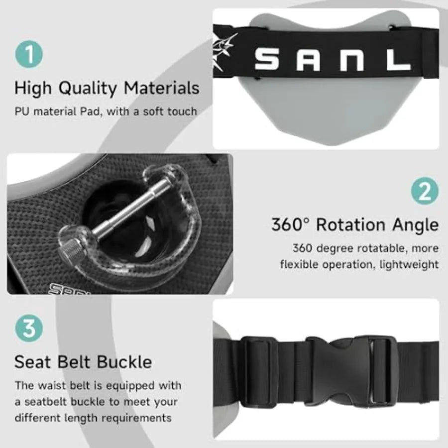 Fishing Belt Rod Holder, Adjustable Fishing Fighting Waist Belt with EVA Padded Plastic Material Fishing Belt, 360 Degree Adjus