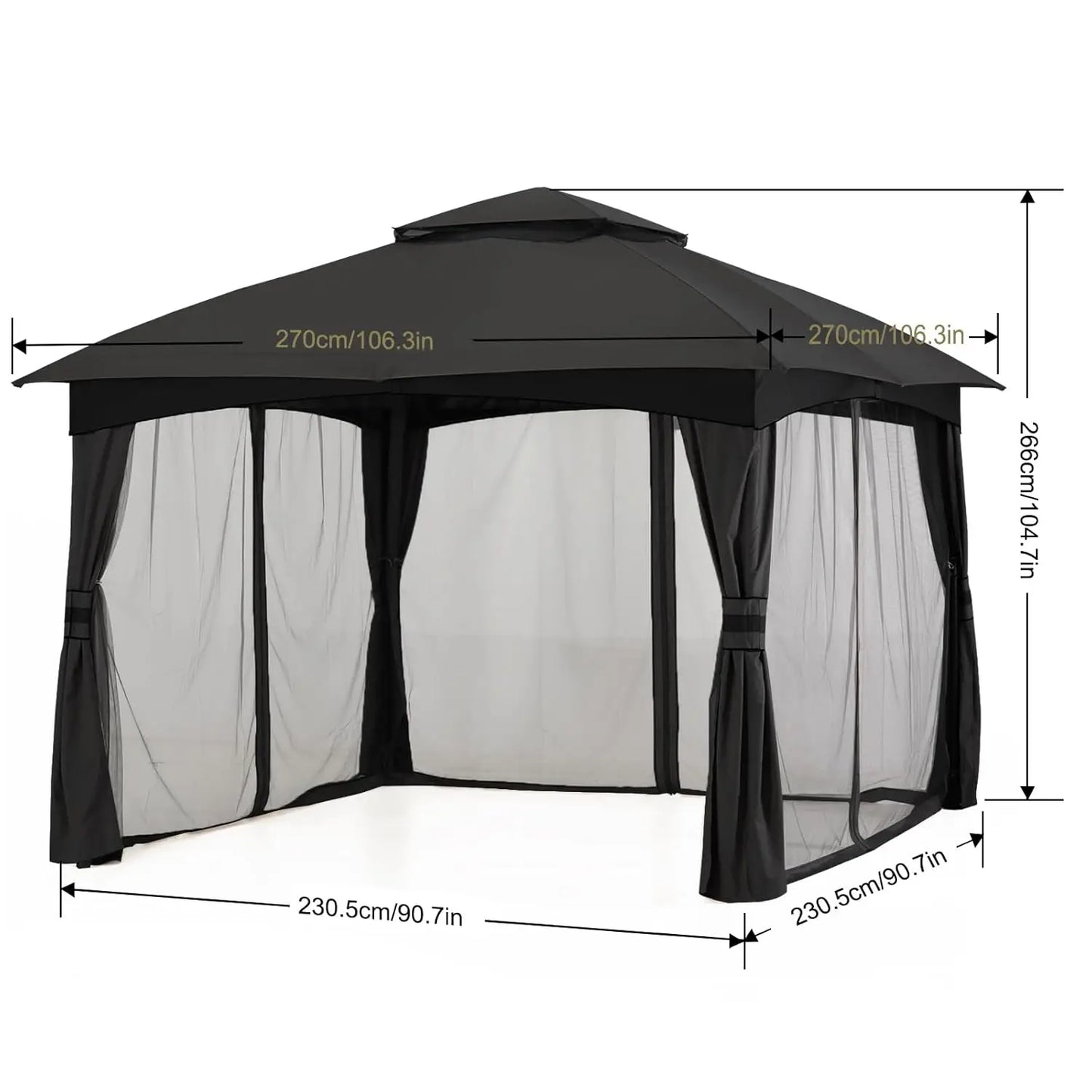 Outdoor Patio Gazebo for Garden with Upgrade Steel Frame and Netting Walls (8x8,Gray), Customized