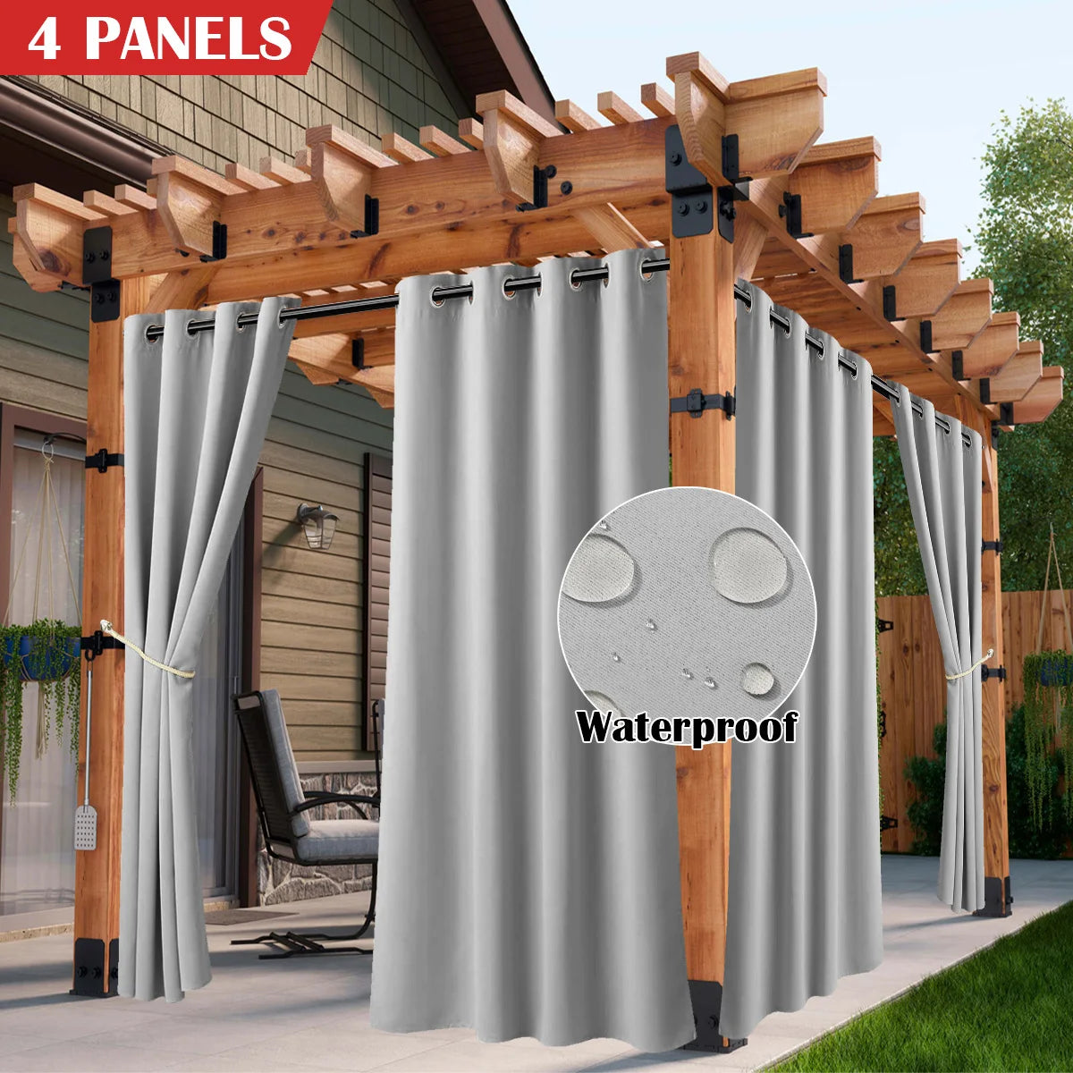 Waterproof Outdoor Curtains With UV Protection And Grommet Top