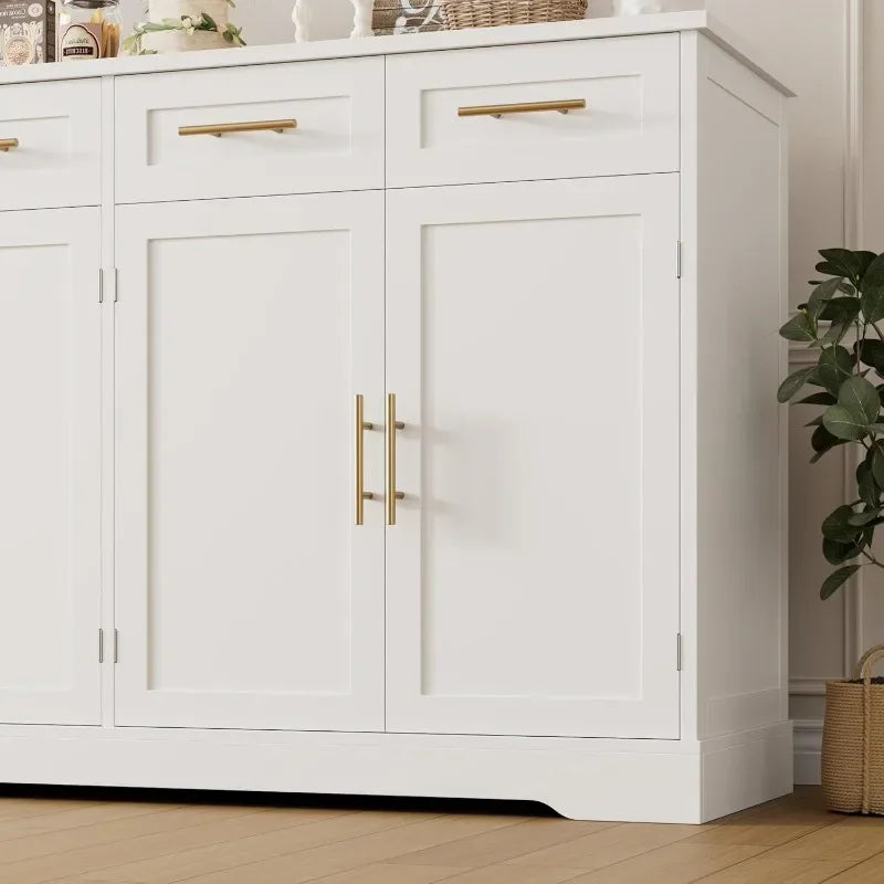 HOSTACK 60" Large Buffet Sideboard with Storage, 36" Tall Kitchen Buffet Storage Cabinet with 4 Drawers, Modern Coffee Bar