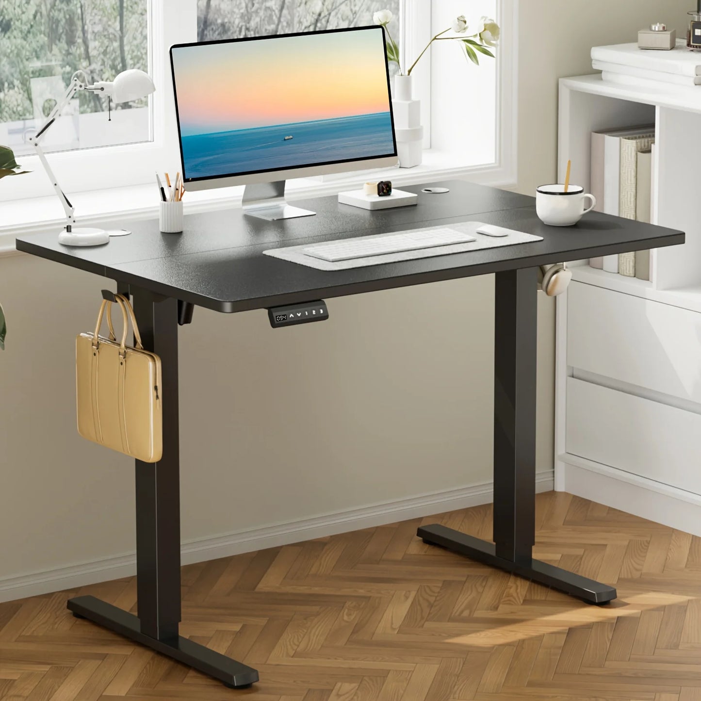 Standing Desk, Adjustable Height Electric Sit-Stand Computer Table, 40×24, 48×24, 55×24, 63×24 Inch Ergonomic Rising Desk