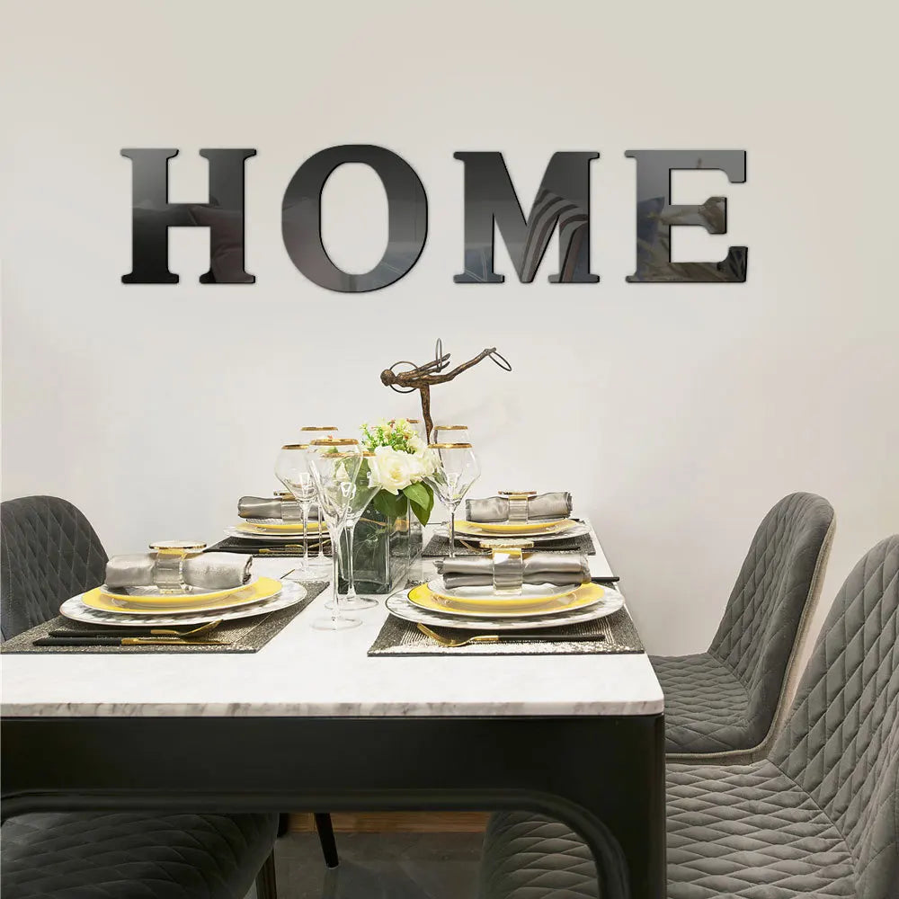 Large 3D Home Mirror Wall Stickers DIY Removable English Letters Family Acrylic Self-adhesive Mirror Wall Decals for Home Decor