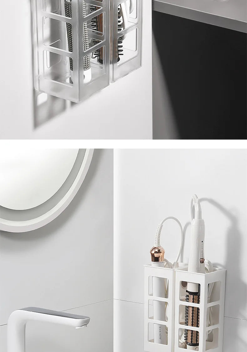 No‑drill Wall Mounted Storage Box, Plastic Organizer for Hair  Tools , Bedroom Bathroom Fridge Washing Machine Side Storage Rack