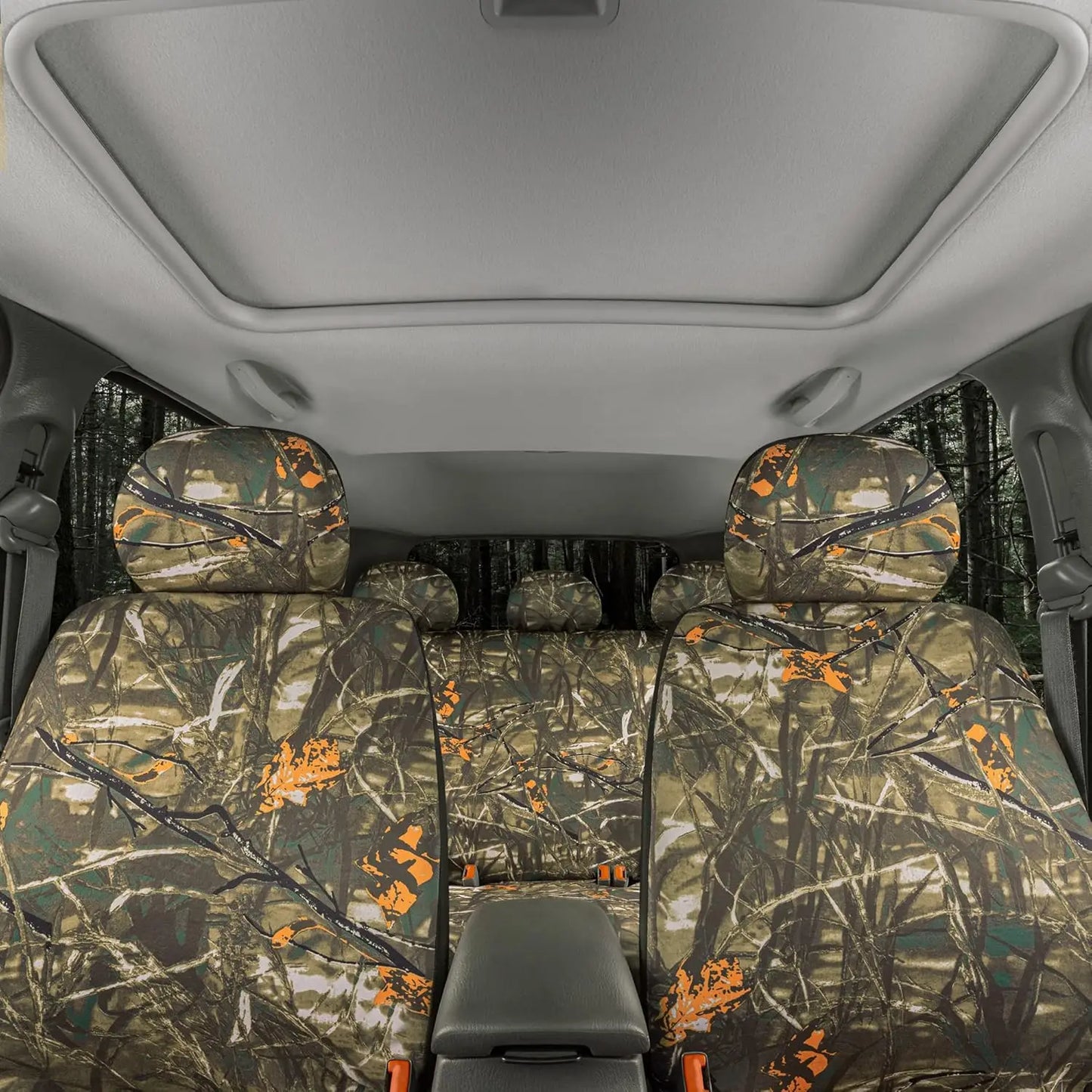 Forest Camo Car Seat Covers Full Set with Steering Wheel & Belt Covers for Cars Trucks SUV
