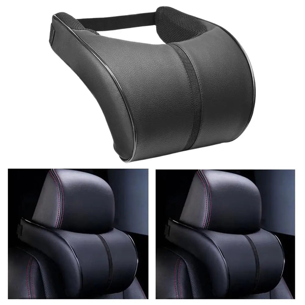 Adjustable Breathable Car Headrest Memory Cotton Car Cushion Leather Neck Pillow Car Waist Pad Automotive Decorative Products