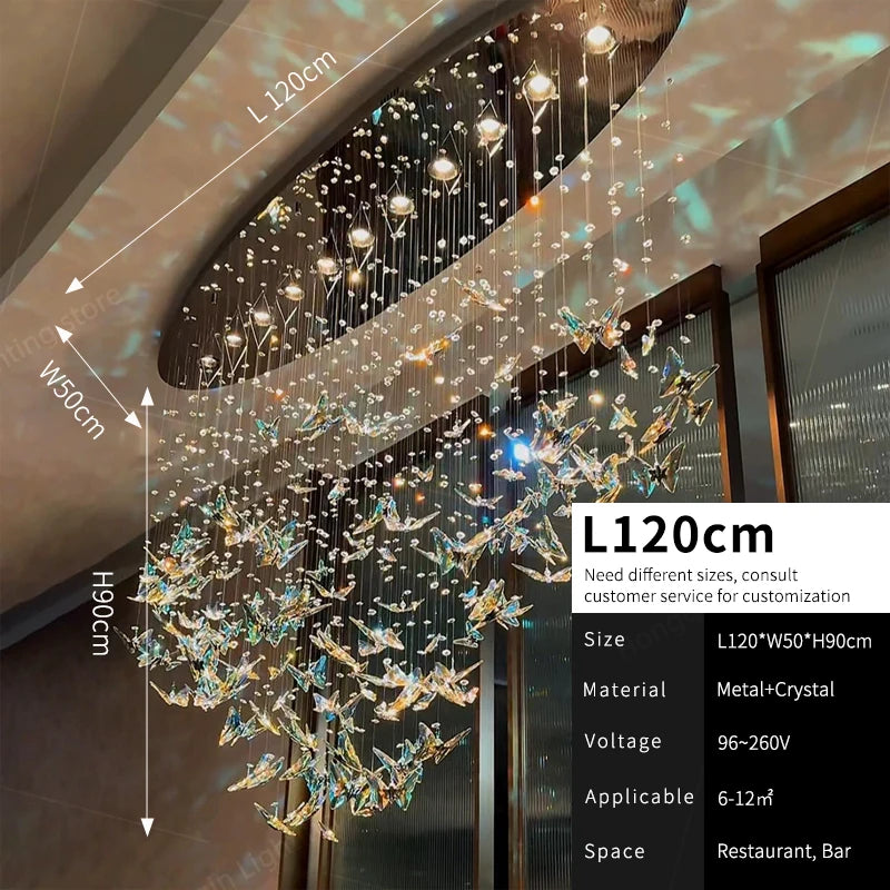 Crystal Butterfly Pendant Chandelier Kitchen Island Living Room