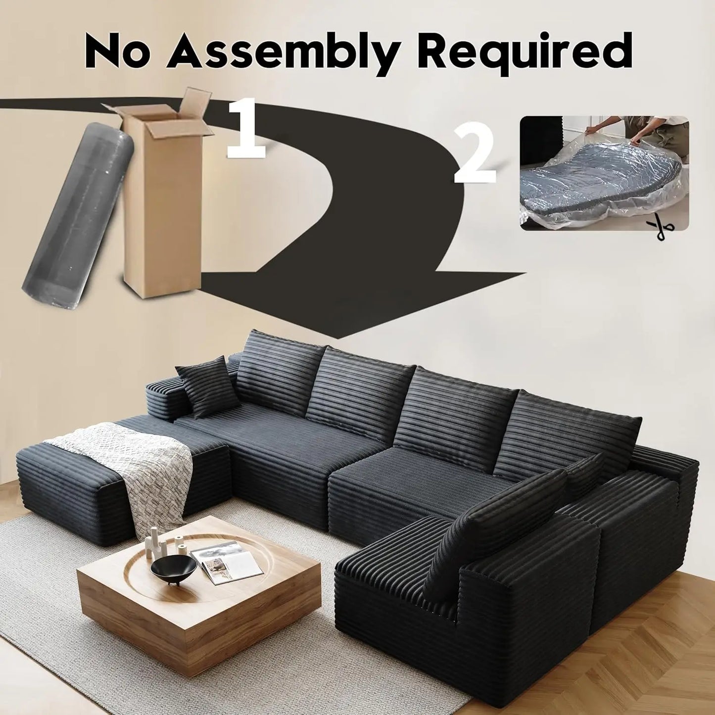 Cloud Style Modular Reclining Sectional Sofa With Fluffy Cushions