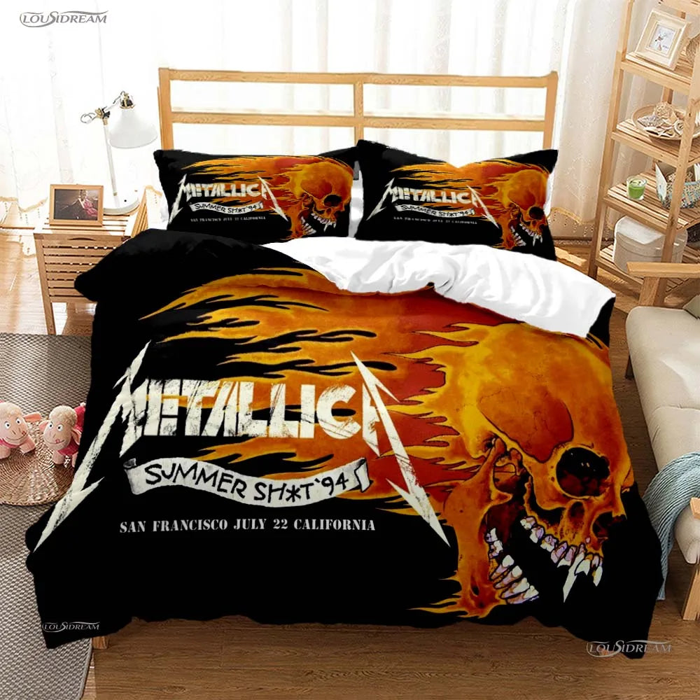 Heavy Metal Music Casal All Season Duvet Cover Comforter Bedding Sets Soft Quilt Cover and Pillowcases Single/Double/Queen/King