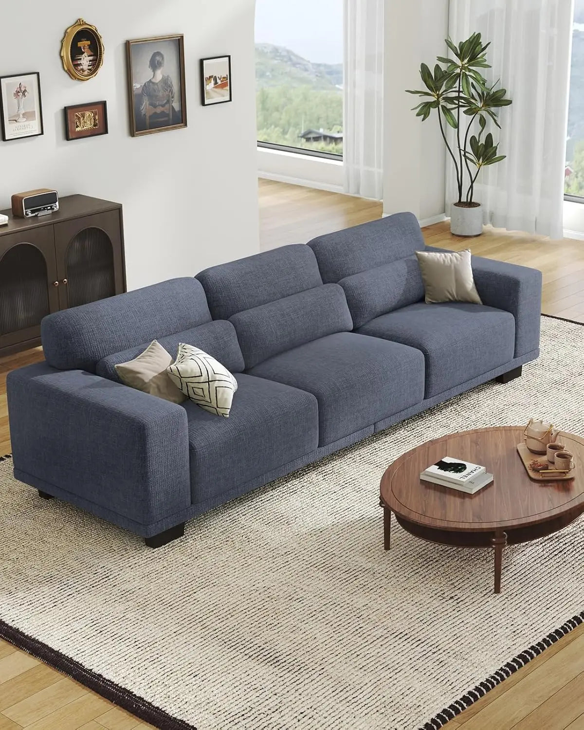 Modern Upholstered Sofa With Removable Washable Cover And Armrests