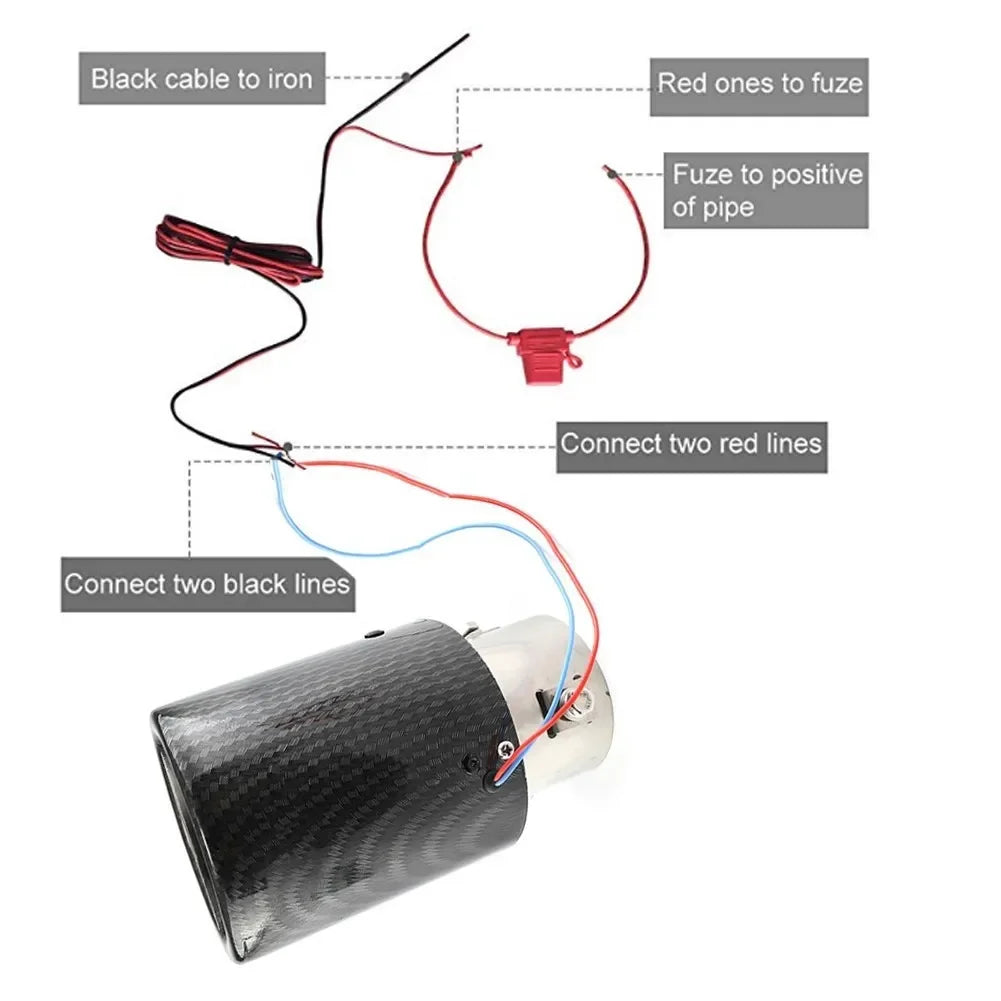 Exhaust Muffler Light Flaming Universal LED Tip Pipe Straight Car Modified Single Outlet Exhaust Pipe Tail Throat Red/Blue