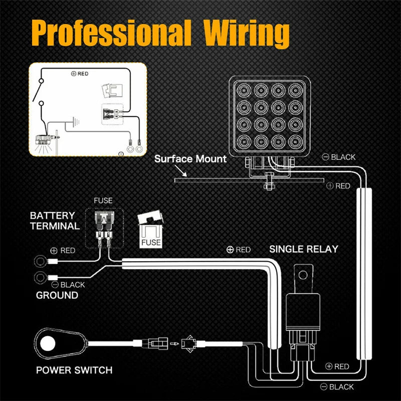 20 Inch 152W Combo LED Light Bar Set - 2 Pcs 4 Inch Work Driving Lamps with Wiring Harness for Off Road ATV Boat Lighting 12-24V