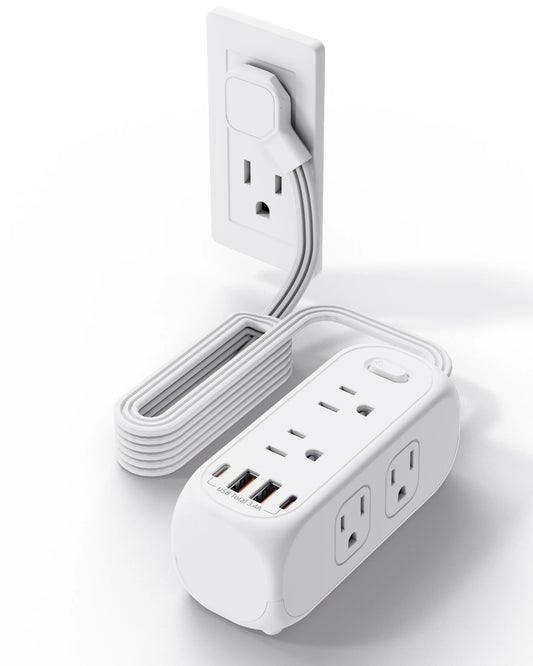 Us Plug Power Strip Outlets 6 Ac 1.5m Extension Cord Electrical Socket with 2 Usb-A 2 Usb-C Ports Charging Network Filter Adapter