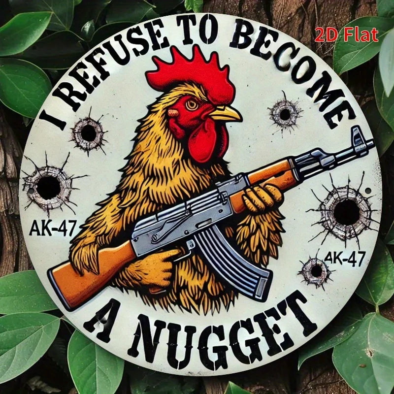 "Chicken Nugget" Metal Sign. 7.8x7.8 inch humorous design for home, office or coffee shop.