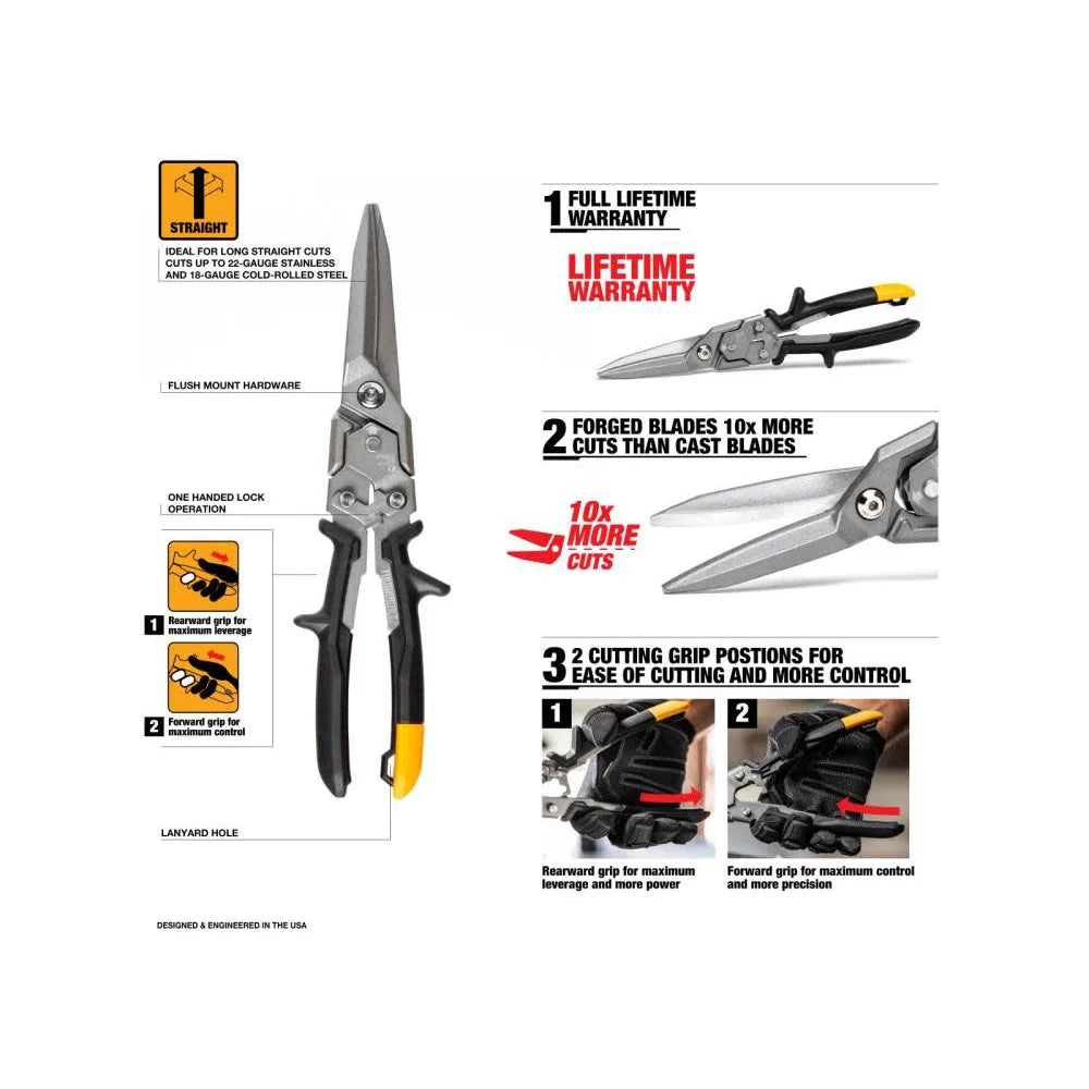 TOUGHBUILT TB-H4-60-SL/SOL TB-H4-60-R/L Cut Aviation Snips Right Left Straight Long Straight Offset Long Hand Tools