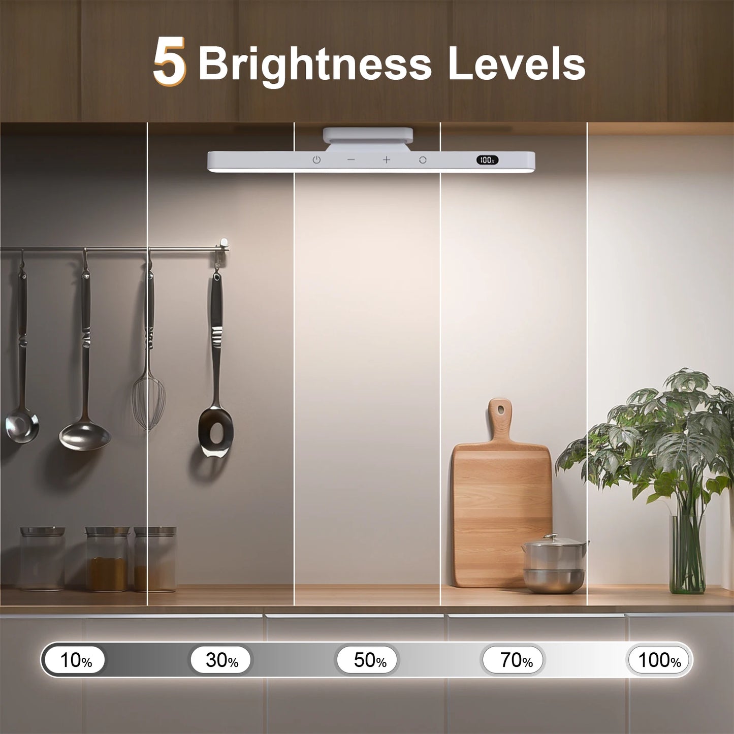 WILLED 5W Dimmable Mirror Lights 3 Colors Adjustable Makeup Light with 120 LED 2500mAh Rechargeable Under Cabinet Led Lights