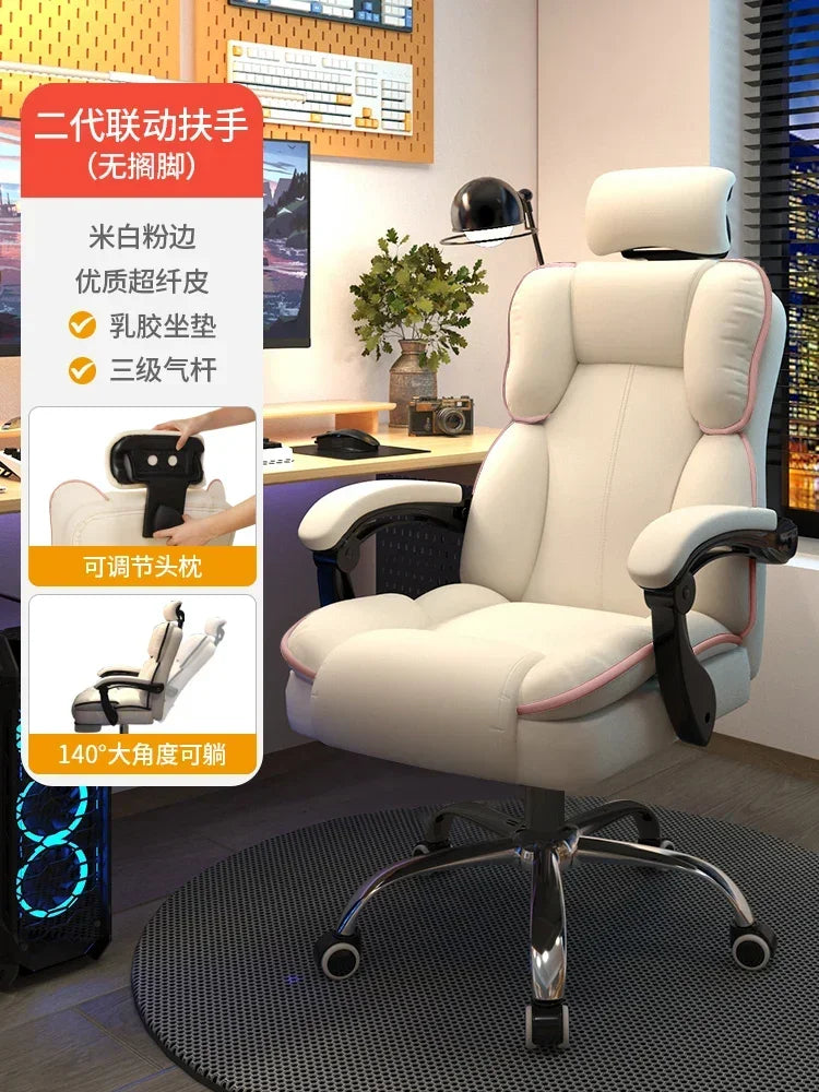Pink Gaming Chair for Girl Gamer Ergonomic Computer Desk Chair Lumbar Support Comfortable Long Time Sitting Streaming Office