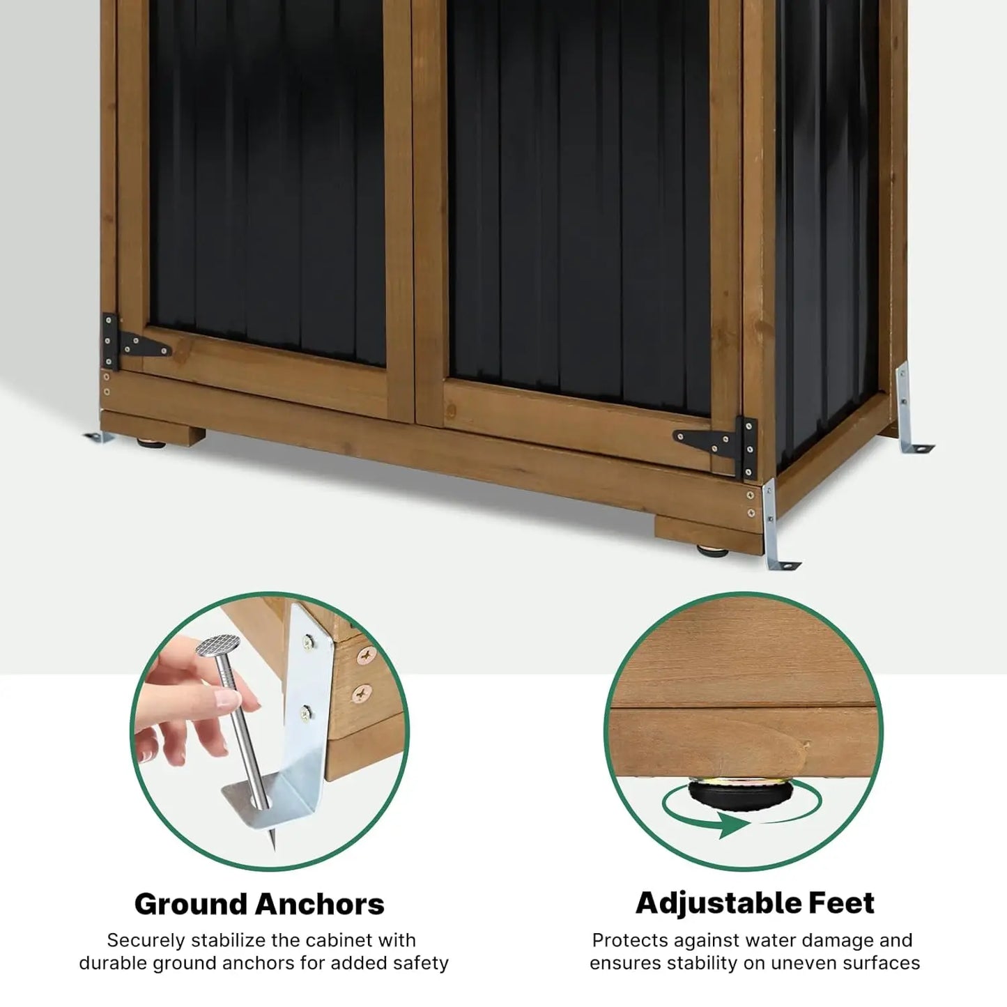 Metal Garden Storage Cabinet Weather-Resistant Lockable 3 Shelves Adjustable Patio 32x15.5x66, Custom