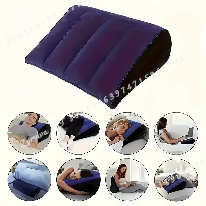 Inflatable Wedge Pillow for Travel Lumbar and Yoga Support