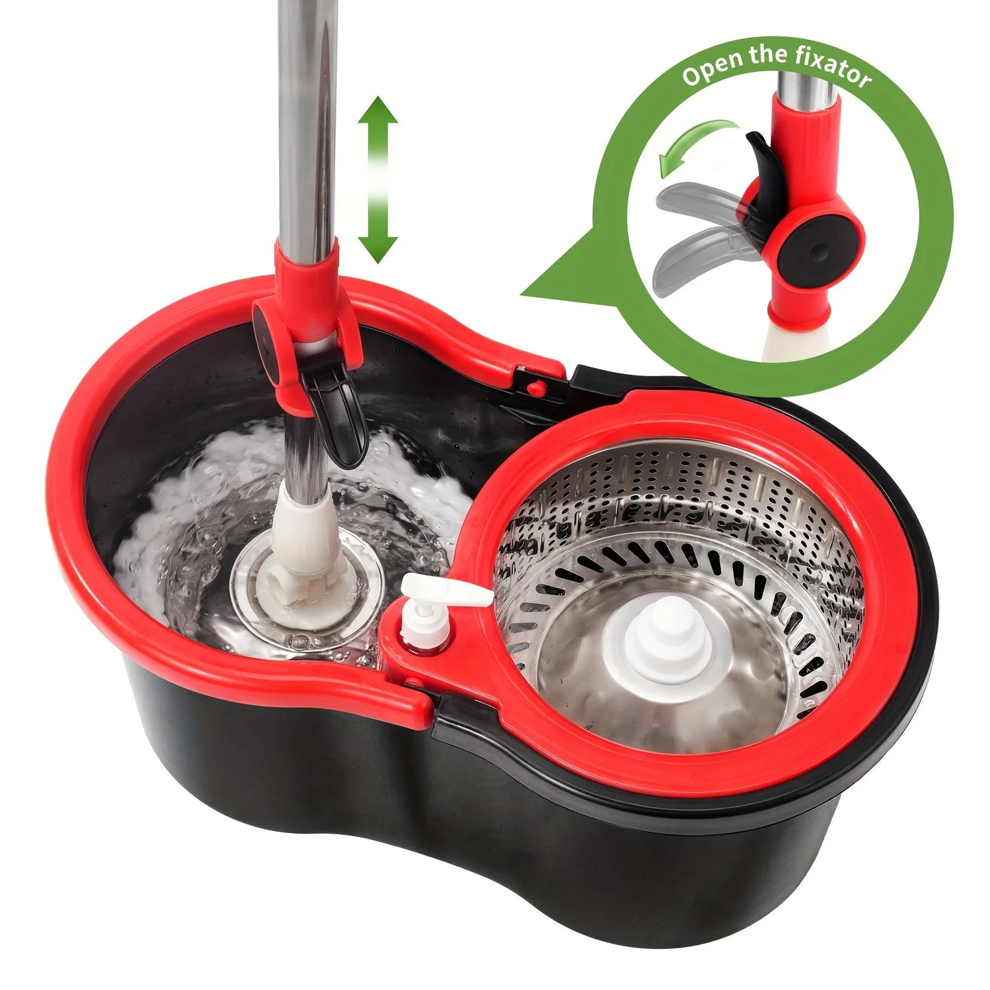 360 Degree Spin Mop Bucket System With Adjustable Handle