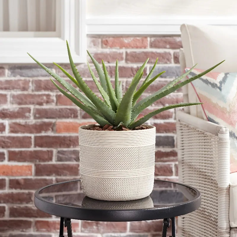 8" x 8" x 7.2" Round White Ceramic Tye Plant Planter