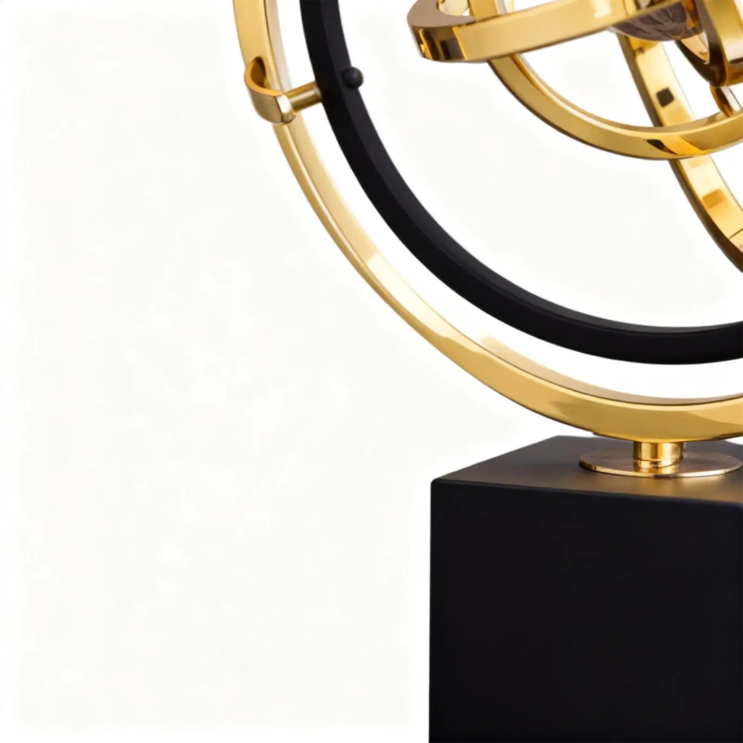 360 Rotating Metal Globe Sculpture Abstract Rotating Tabletop Abstraction Globe With Rectangular Base For Home Office Art Deco