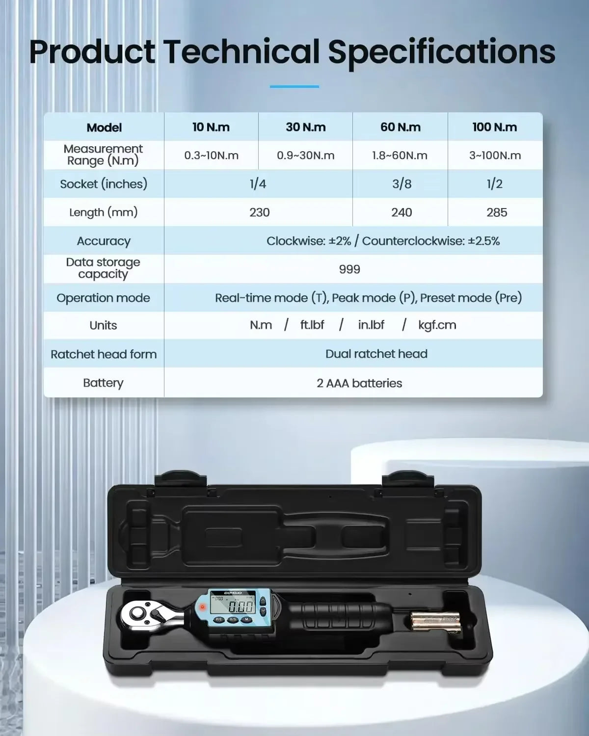 1/4" 3/8" 1/2" MINI Digital Torque Wrench Torque Spanner Hand Tools Bicycle Car Repair Tool Portable Wrench Bidirectional