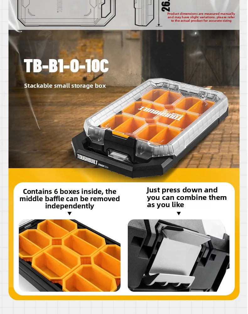 New Design TOUGHBUILT All-in-One Tool Box, Waterproof Stackable Rolling Storage Case for Electrician, Camping, Vehicle & Repair
