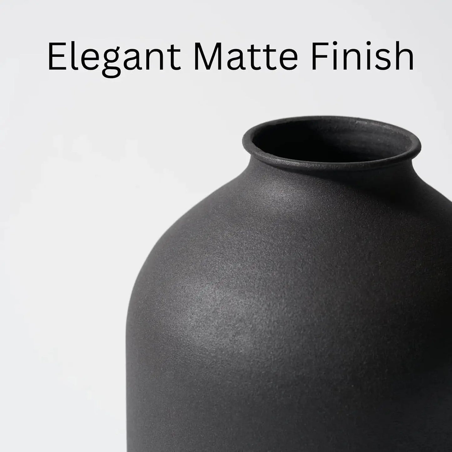Large Black Vase for Flowers Decor Living Room - 8.6in Tall, Matte Black | Arlo Vase For Dining Coffee Table Centerpieces, Wabi Sabi Decor, Big Decorative Modern Vase