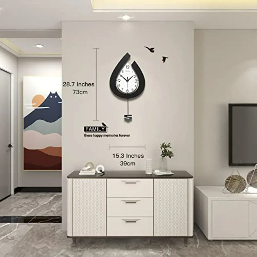 Large Wall Clock for Living Room Decor Big Pendulum Modern Wall Clock Silent Non Ticking Battery Operated 28.7 Inch Clock for K