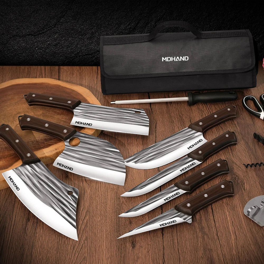 Meat Cleaver Knife 14pcs High Carbon Steel Professional Chef Set